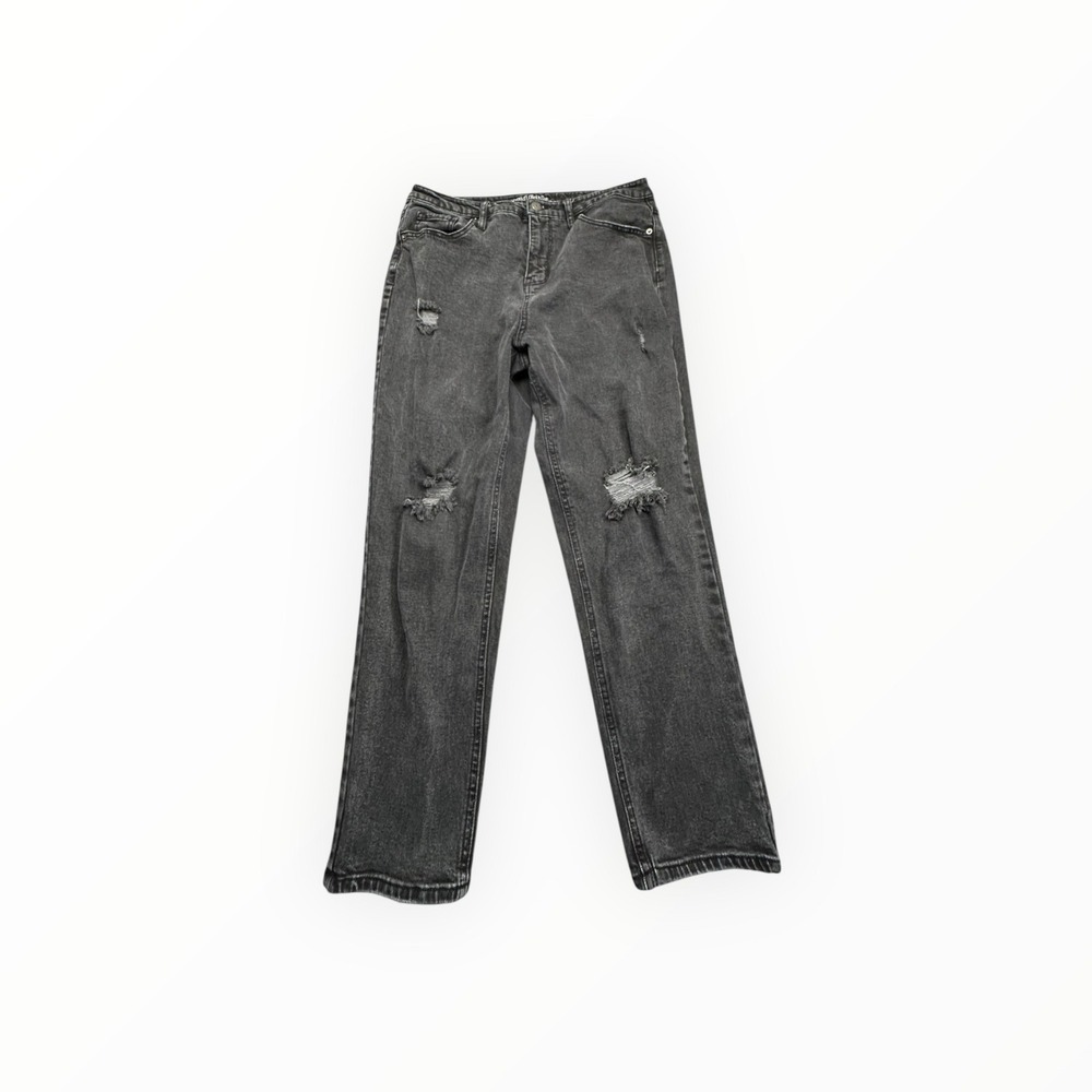 Wild Fable Mom Jeans Womens 12 Black High Rise Distressed Ripped Denim Pants